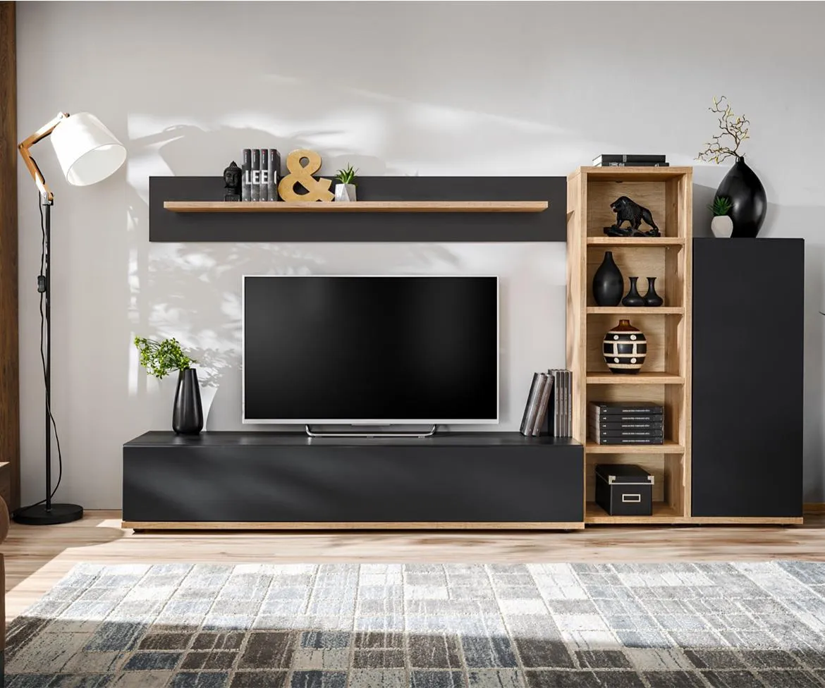 Silk 3 Rzs Sk3 regal 240x40x127 Ribbeck Hrast/Crna