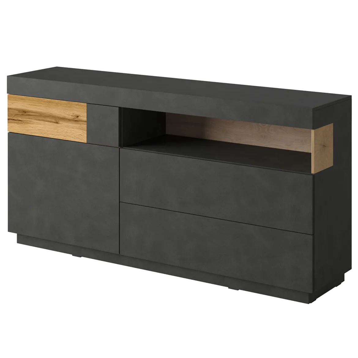 Silke komoda 1 vrata + 3 fioke + 1 otvor 169x40x85  crna/natur