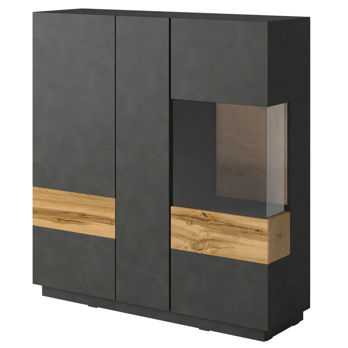 Silke komoda 3 vrata 130x40x139 crna/natur