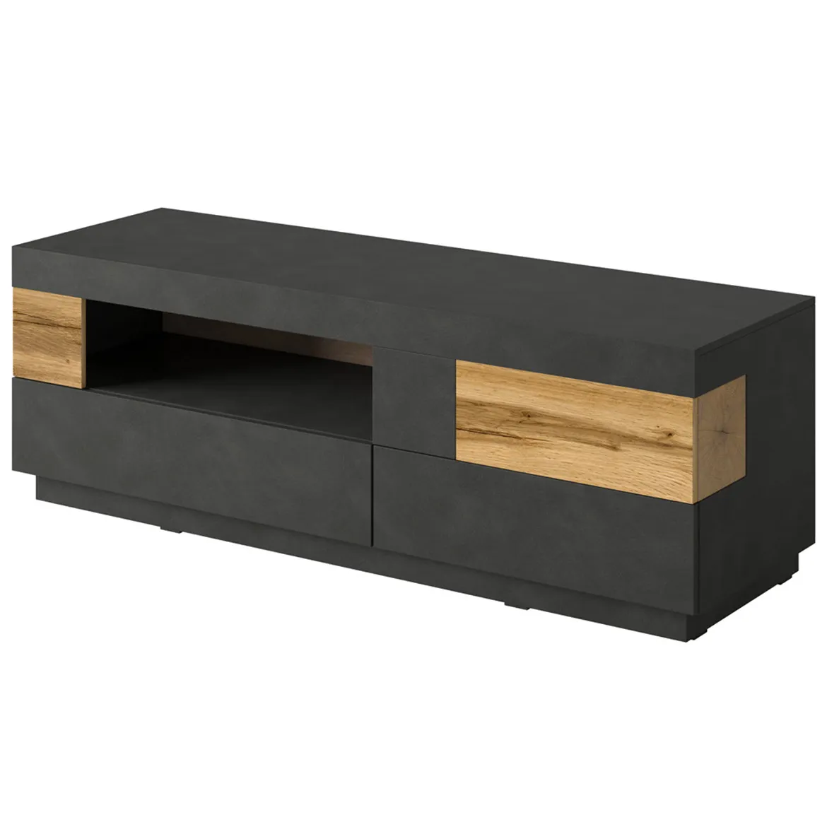 Silke TV komoda 1 vrata + 2 fioke + 1 otvor 160x50x54 crni / natur