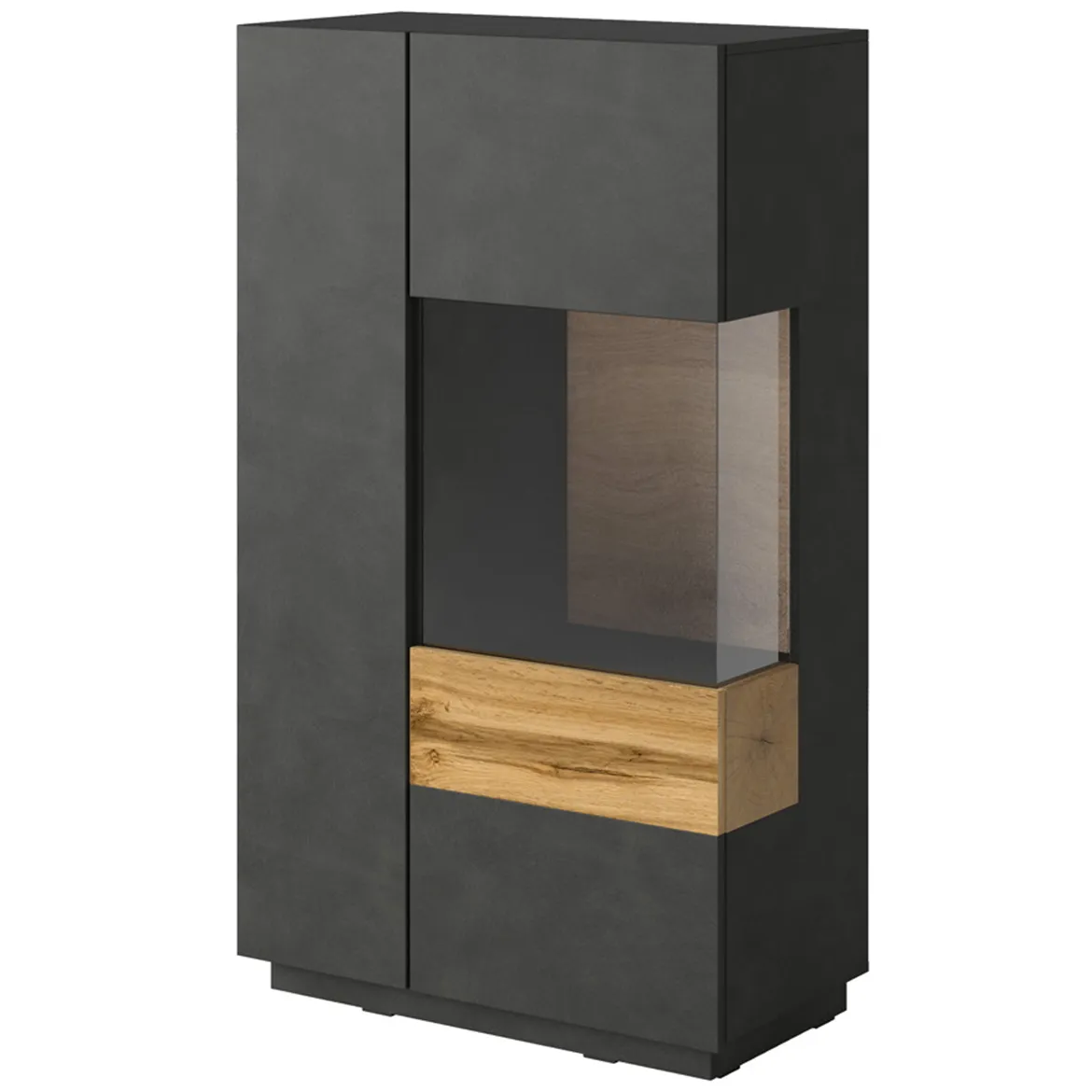 Silke vitrina 2 vrata desna 80x40x139  crna/natur
