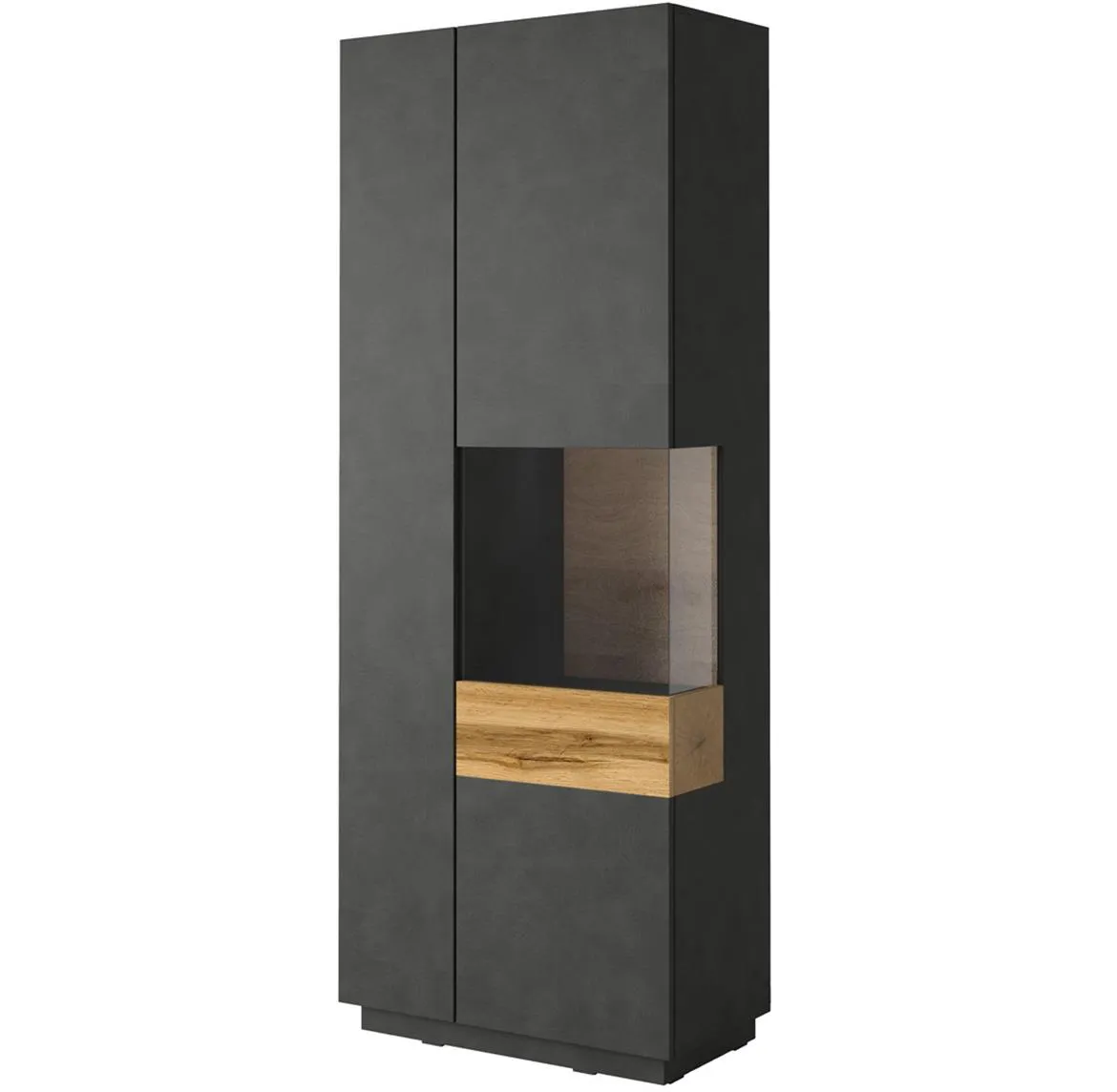 Silke vitrina 2 vrata desna 80x40x207 crna/natur
