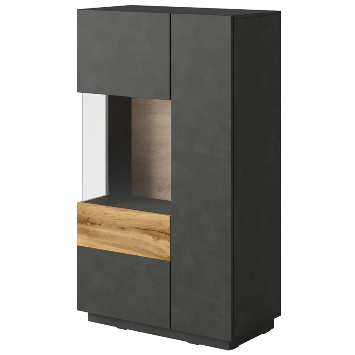 Silke vitrina 2 vrata leva 80x40x139 crna/natur