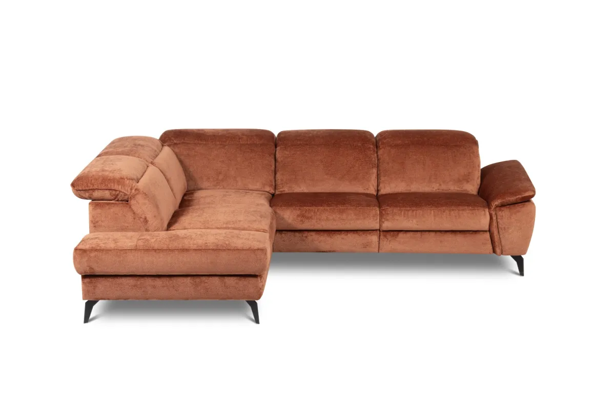 Sintra ugaona garnitura sa prostorom za odlaganje i elek. relax funkcijom 270x212x75/98 cm terakota leva