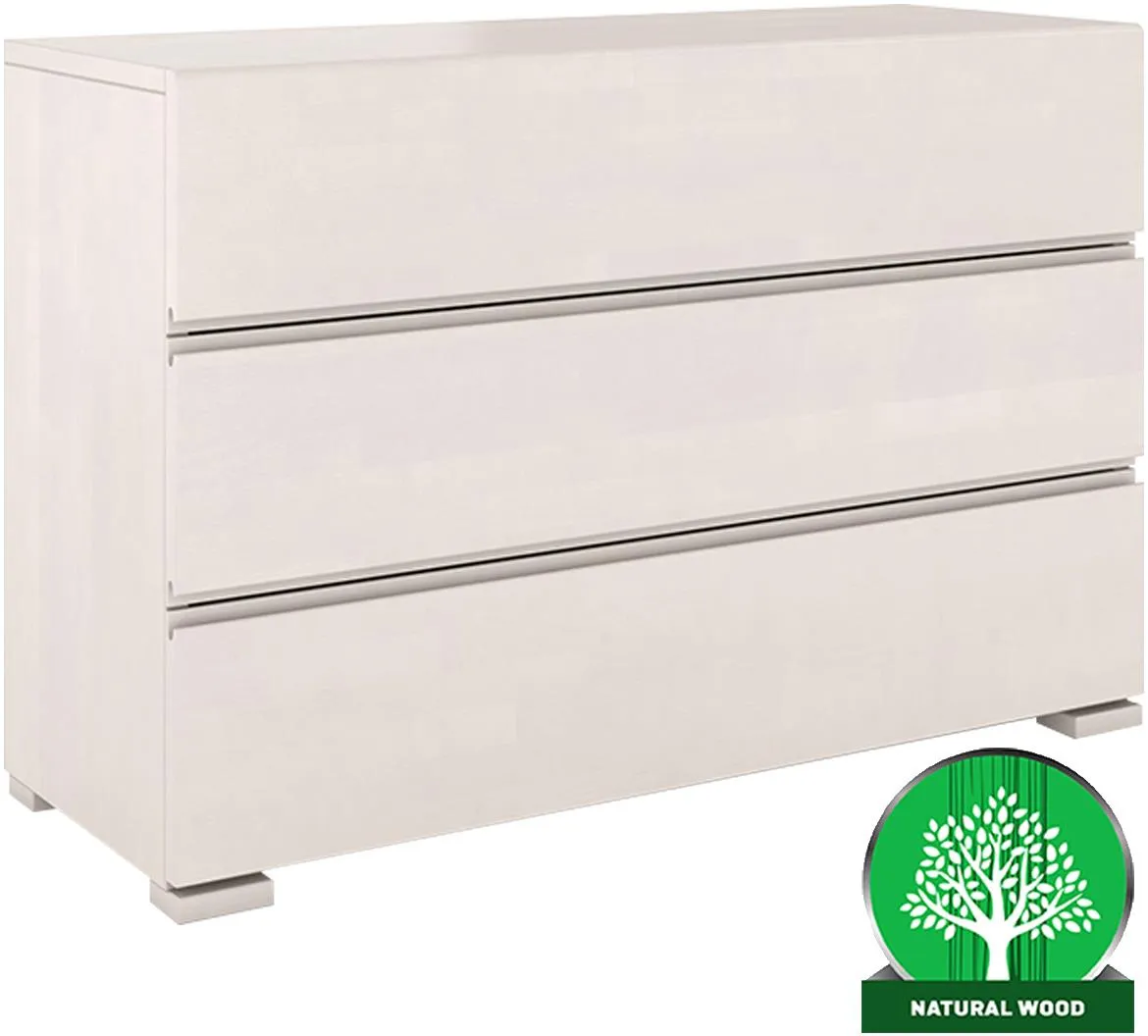 Skandica komoda 3 fioke 120x45x81 drvo bukve/bela