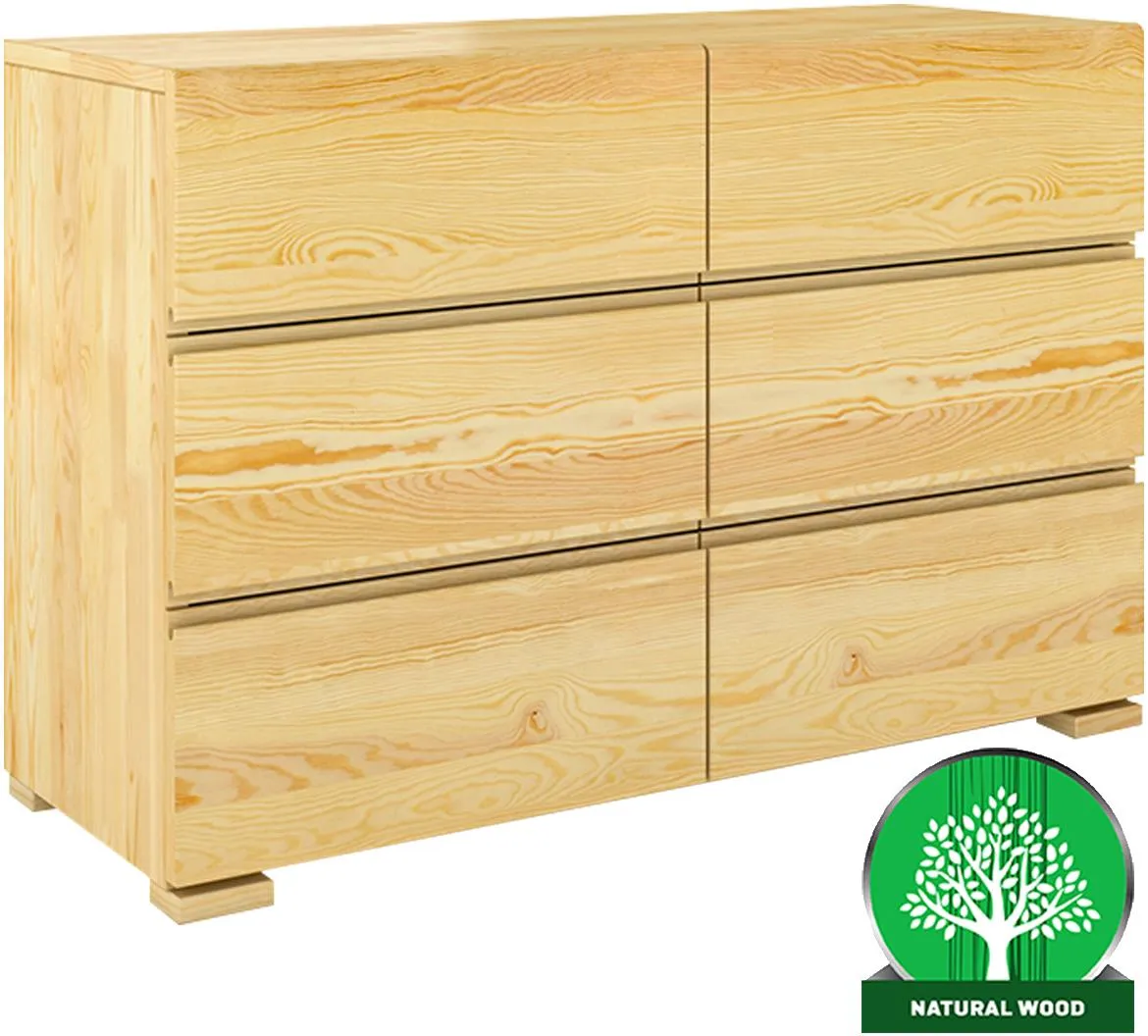 Skandica komoda 3+3 fioke 120x45x81 drvo bor/natur