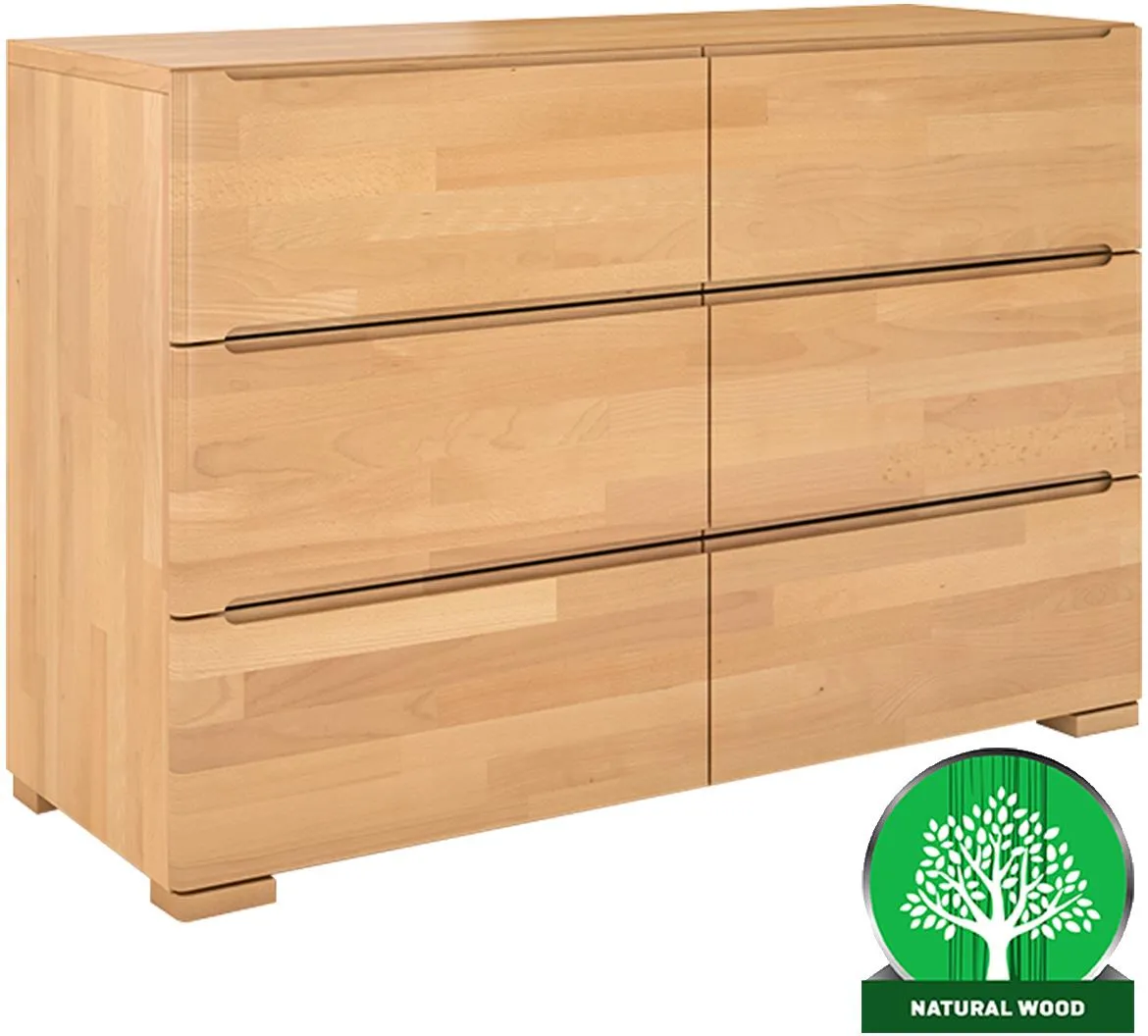 Skandica komoda 3+3 fioke 120x45x81 drvo bukve/natur