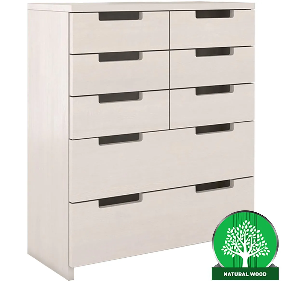 Skandica komoda 6+2 fioke 83x40x100 drvo bora/bela