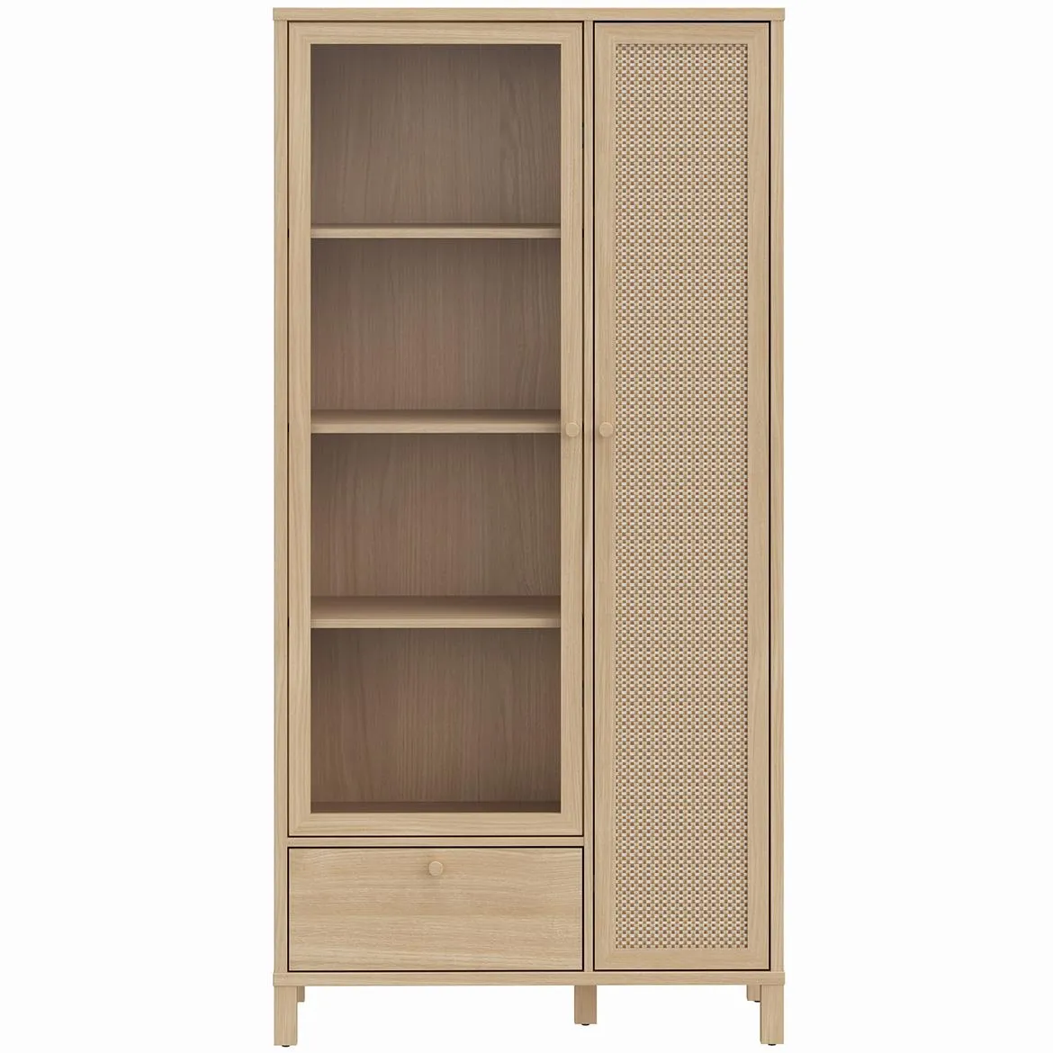 Skelbit RTTV622L-D95D vitrina 2 vrata + 1 fioka 86,3x42x175,3 cm hrast