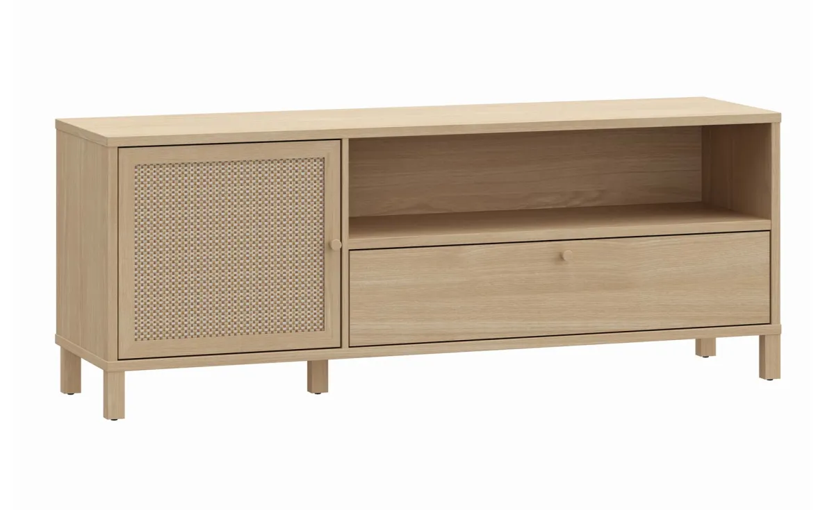 SKELBIT TV STALAK 1 VRATA + 1 FIOKA + 1 OTVOR 156,3x42x60,1 cm HRAST/RATTAN