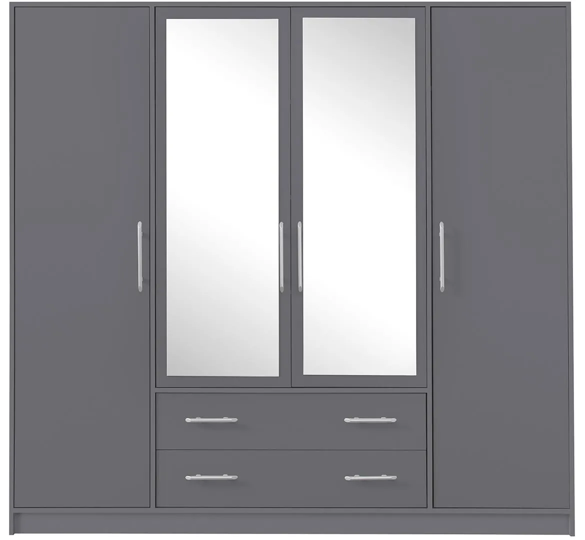 Smart ormar 4 vrata+2 fioke 200x56x190 cm grafit/ogledalo