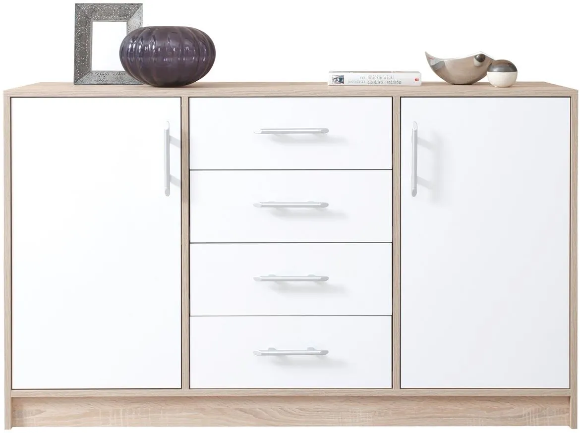Smart SRK1 komoda 2 vrata + 4 fioke 140x40x82 cm sonoma hrast/bela