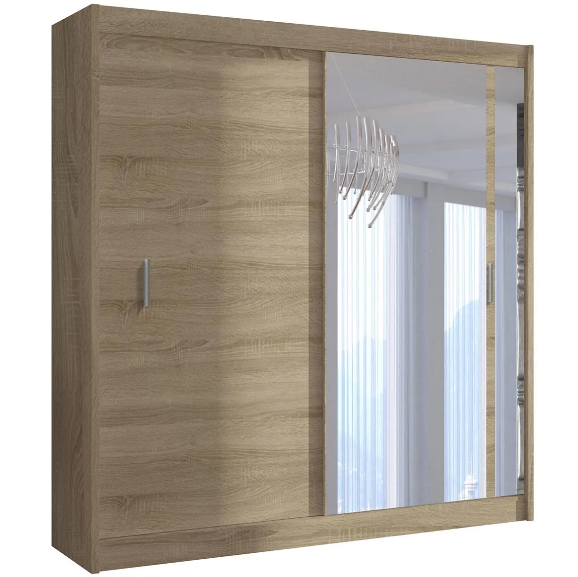 Solo 180 klizni ormar 2 vrata/ogledalo 180x61x215 cm natur (sonoma hrast)