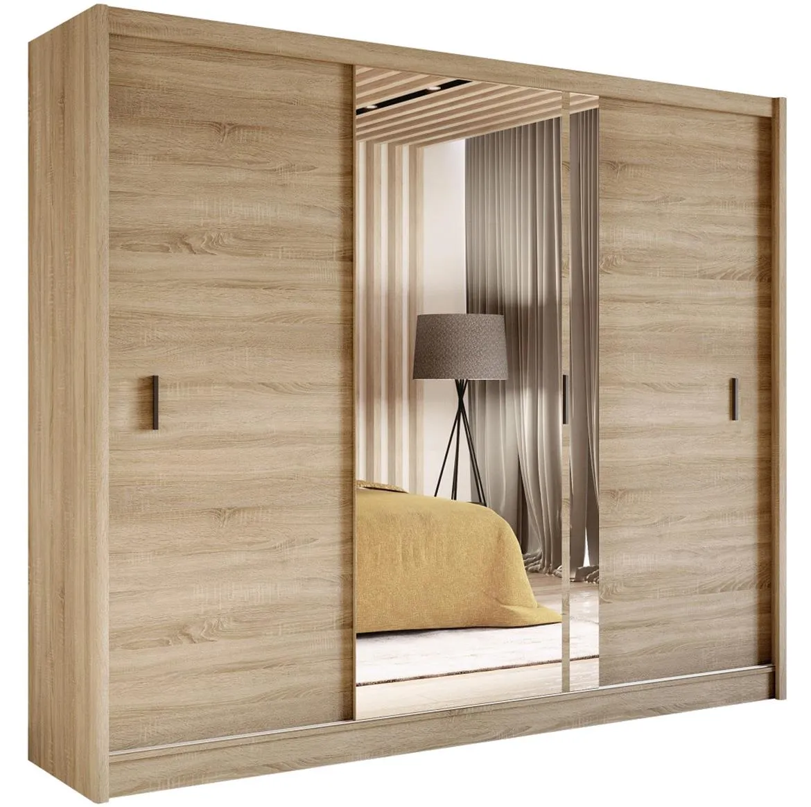 Solo 250 klizni ormar 3 vrata/ogledalo 250x61x215 cm natur (sonoma hrast)