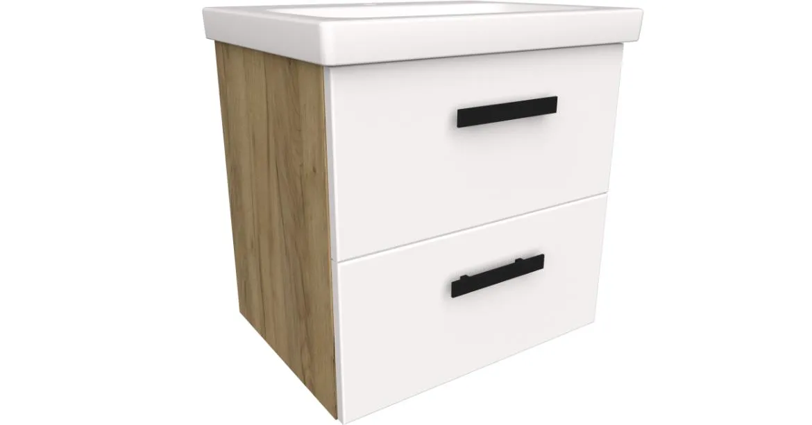 Songa set 50 cm 2S baza s umivaonikom 46x35,1x45 hrast/bela