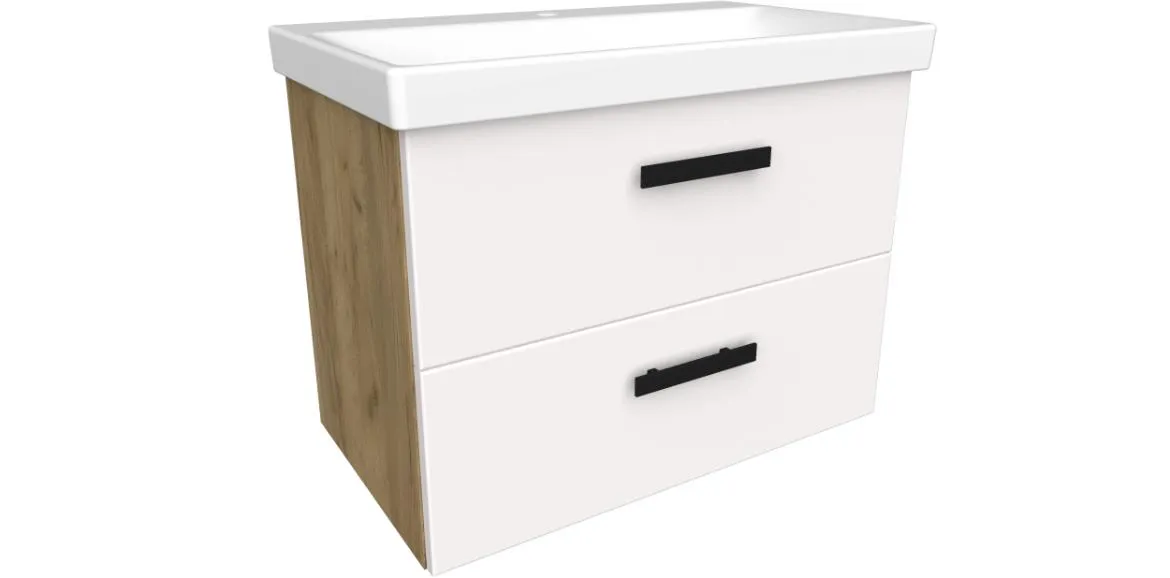 Songa set 65 cm 2S baza s umivaonikom 61x35,1x45 hrast/bela