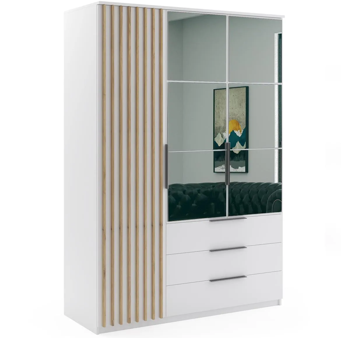 Sorento 150 ormar 3 vrata+3 fioke 150x61x215 cm beli/hrast