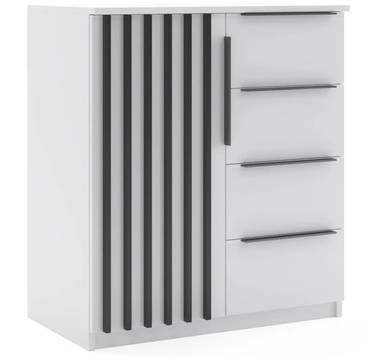 Sorento I Craft komoda 1 vrata+4fioke 80x48x89 belo/crna