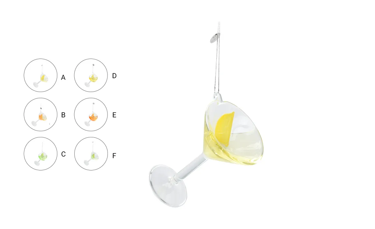 Stakleni ukras Cocktail 10.1cm sort 6