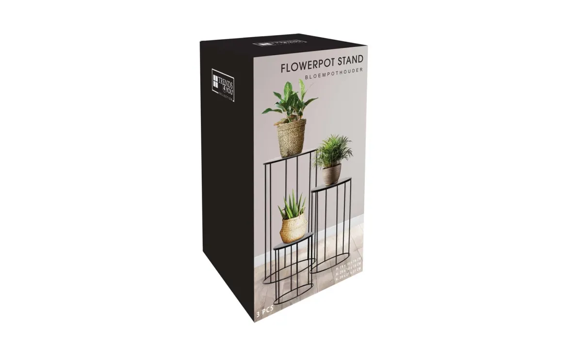 Stalak za cvijeće set 3 metal black