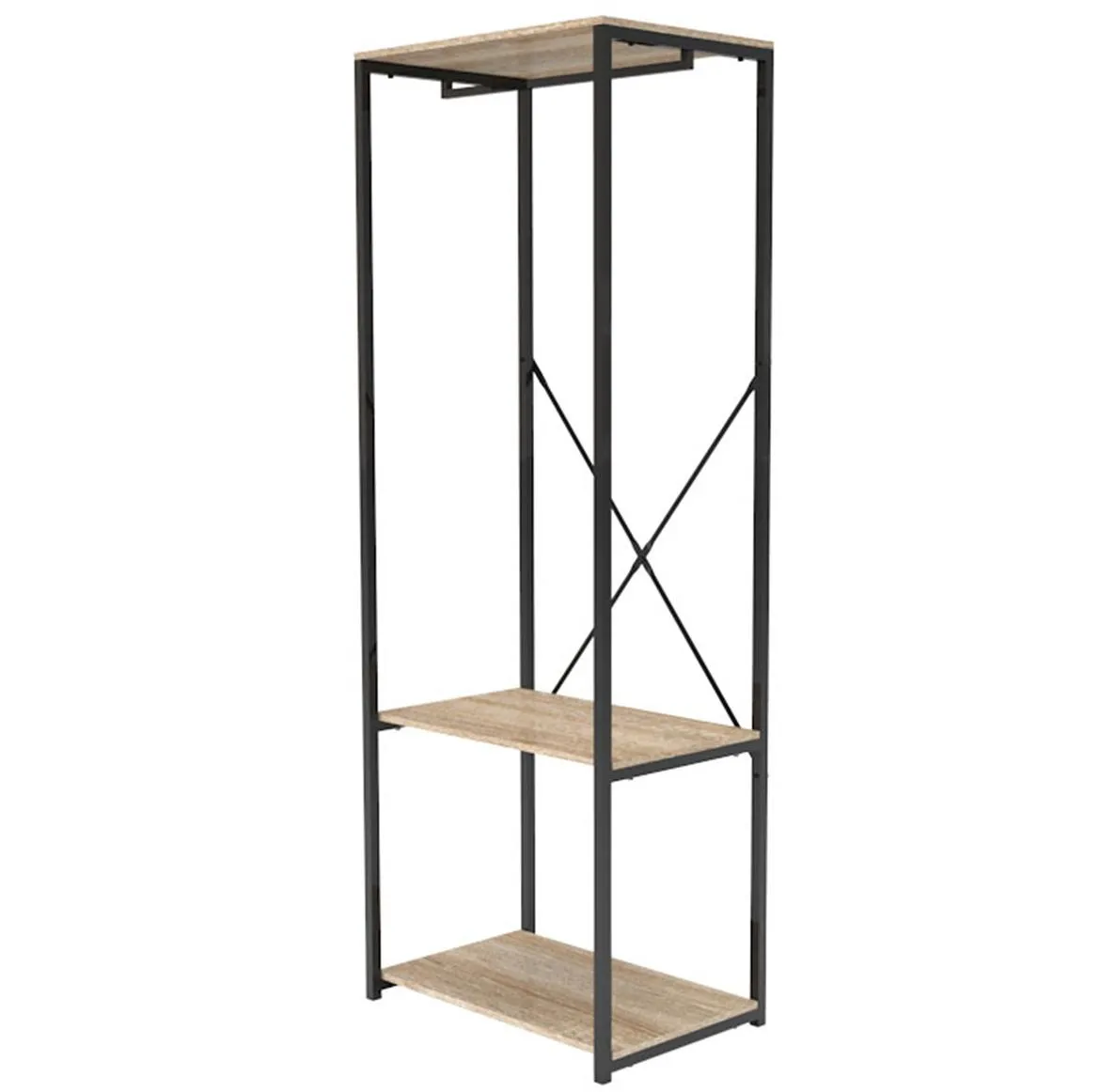 Stalak za odecu i obucu sa 2 police Luca 60x40,4x167cm natur/crni