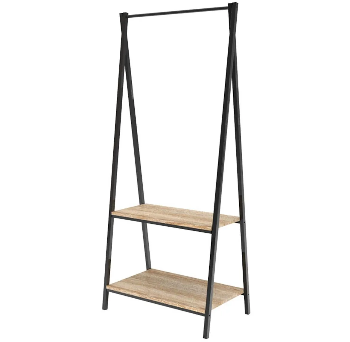 Stalak za odecu i obucu sa 2 police Monika 64x40x150cm natur/crni