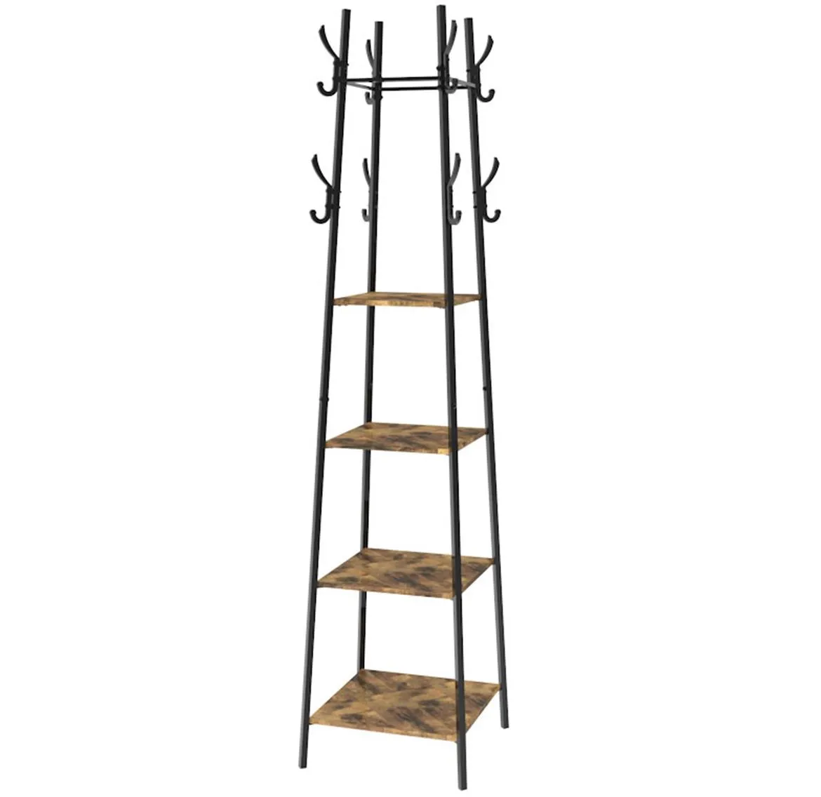 Stalak za odecu sa 4 police Lara 40x40x170cm natur/crni