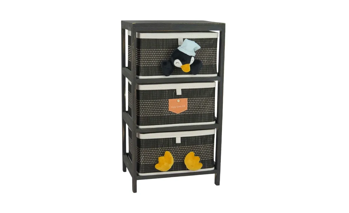 Stalak za odlaganje sa 3 korpe 40x30x73cm Pingu crni