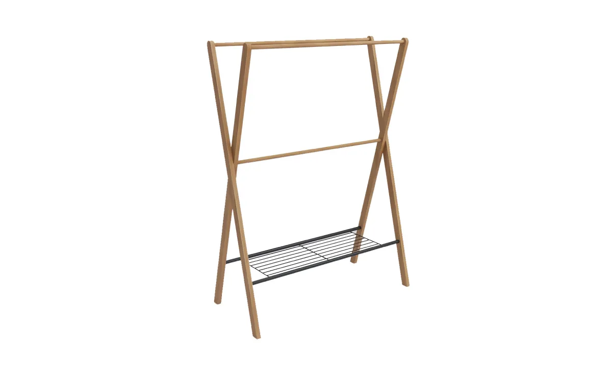 Stalak za peškire sa 2 držača Flynn 59x31,5x86cm crni