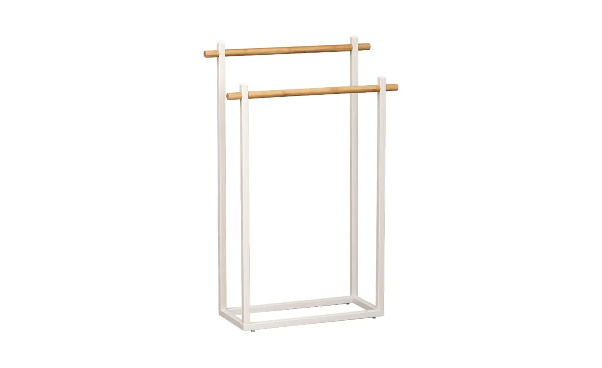 Stalak za peškire  sa 2 prečke Bamboo beli natur