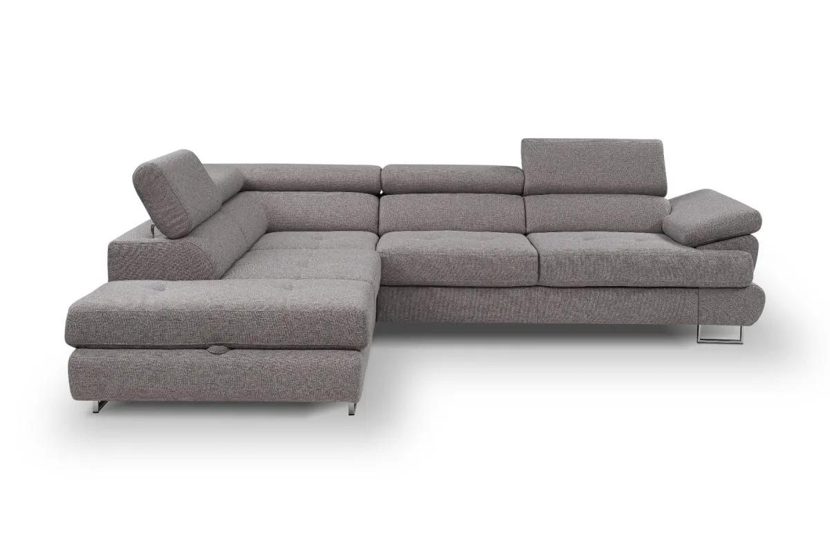 Stelvio ugaona garnitura sa ležajem 275x225x71 cm svetlo siva leva