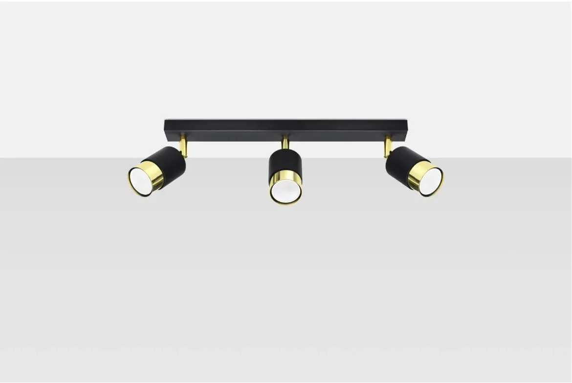 Stropna lampa Nero 3 crno zlatna