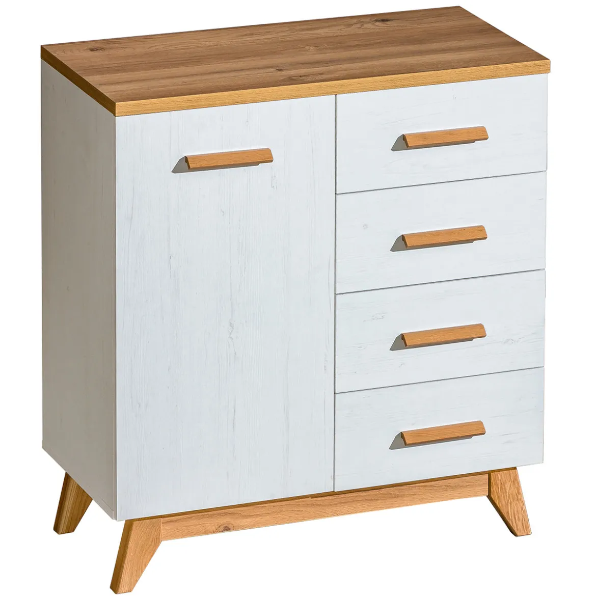 Sven komoda 1 vrata + 4 fioke 85x40x92,8 cm bela/natur