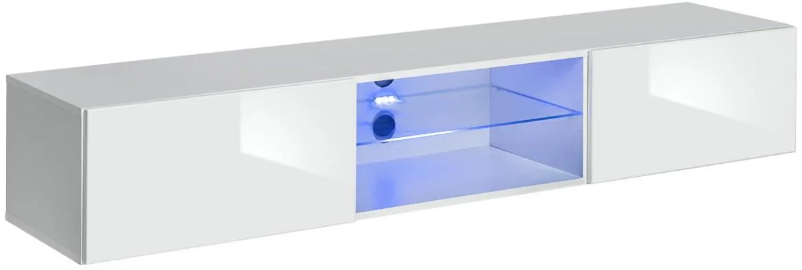 Switch 3 TV komoda+LED 2 vrata+2 otvora 180x40x30 beli visoki sjaj