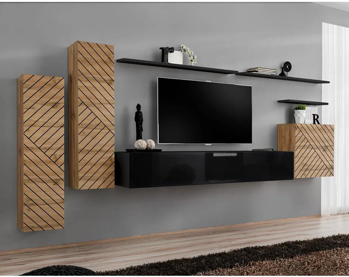 Switch I Line regal 330x40x160 cm hrast wotan/beli