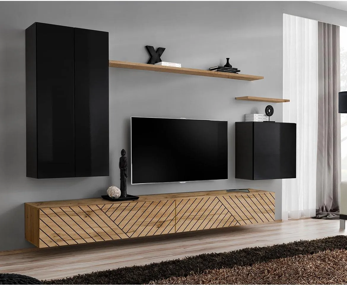 Switch II Line regal 270x40x160 cm crna/hrast wotan