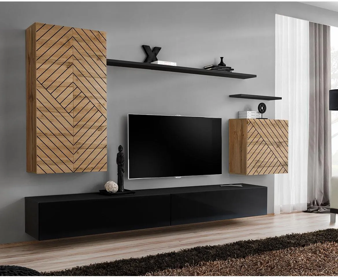 Switch II Line regal 270x40x160 cm crna/hrast wotan