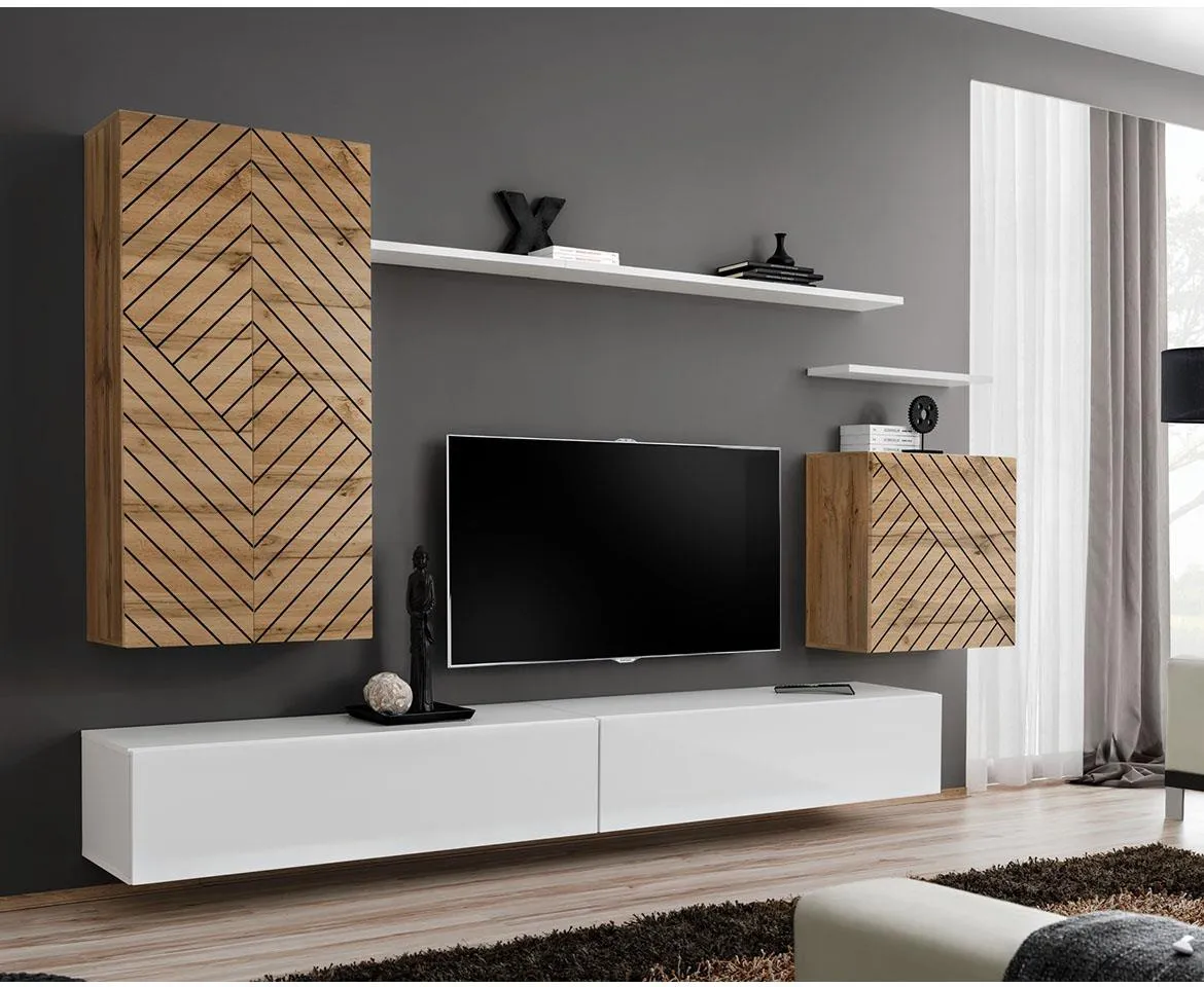 Switch II Line regal 270x40x160 cm hrast wotan/beli