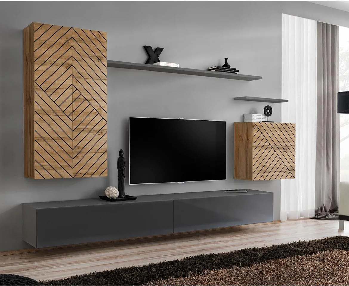 Switch II Line regal 270x40x160 cm hrast wotan/sivi