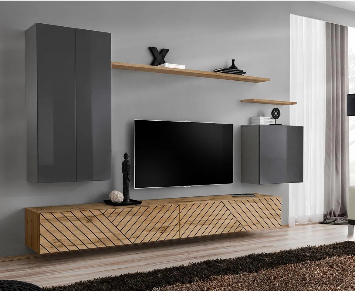 Switch II Line regal 270x40x160cm siva/ hrast wotan