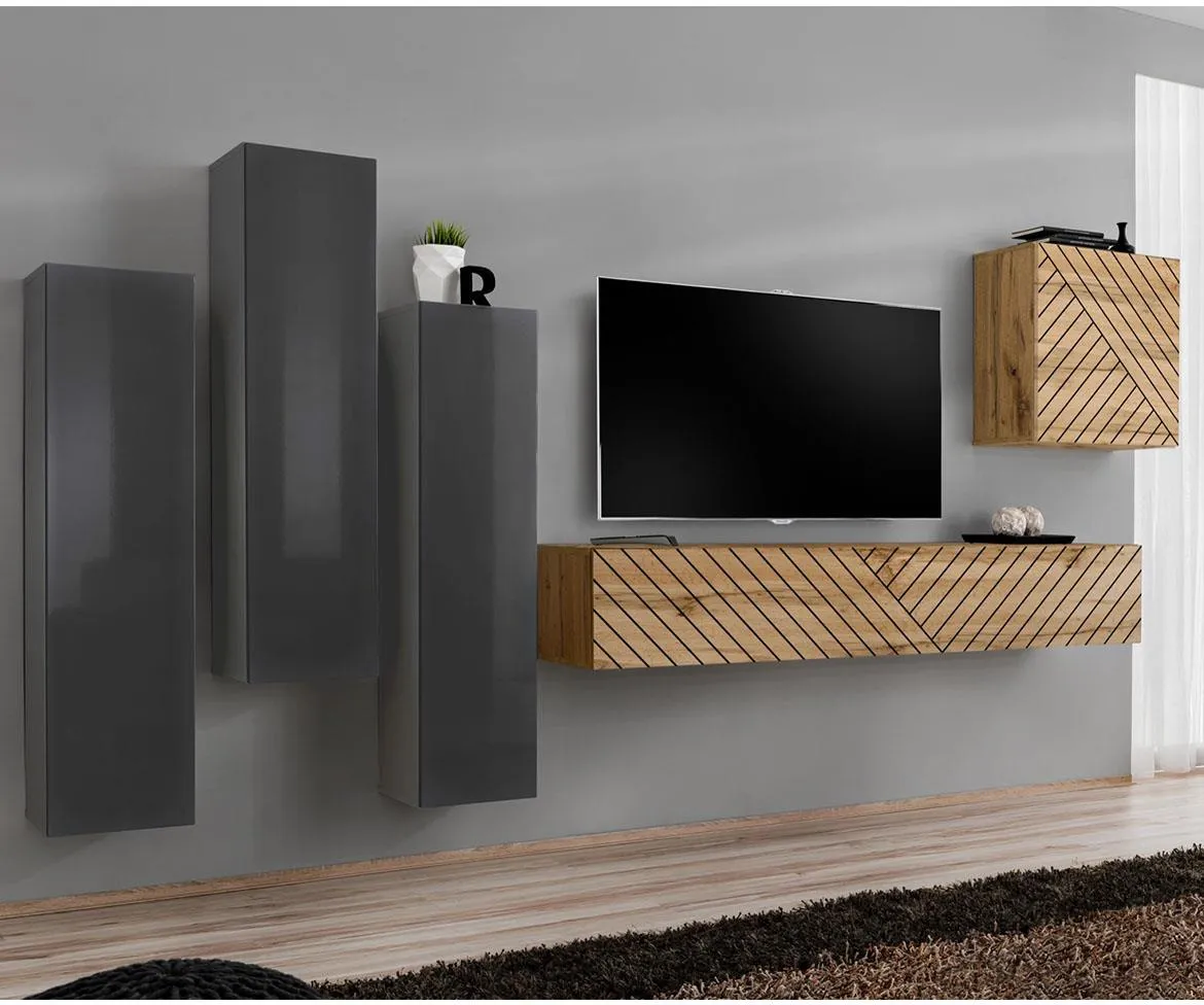 Switch III Line regal 330x40x160 cm siva/hrast wotan