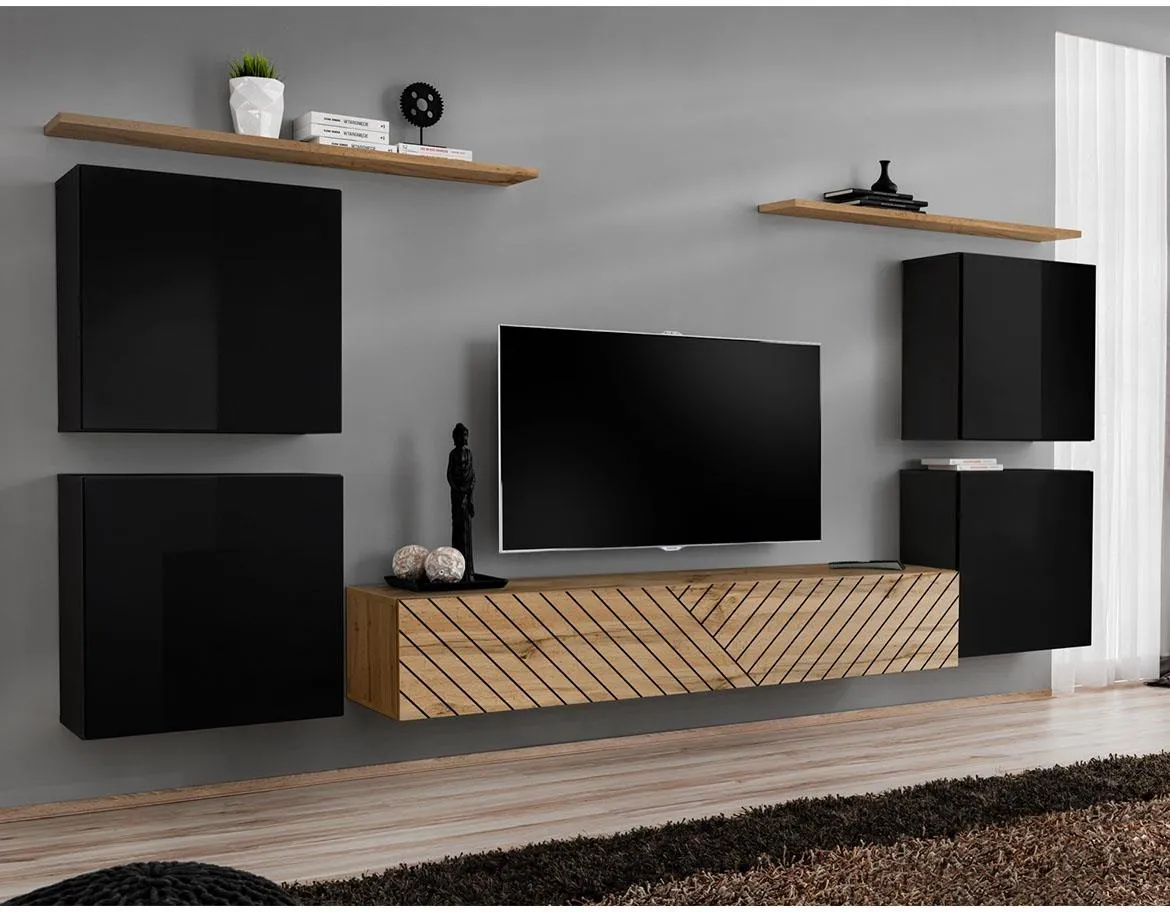 Switch IV Line 320x40x160 cm crni/hrast wotan