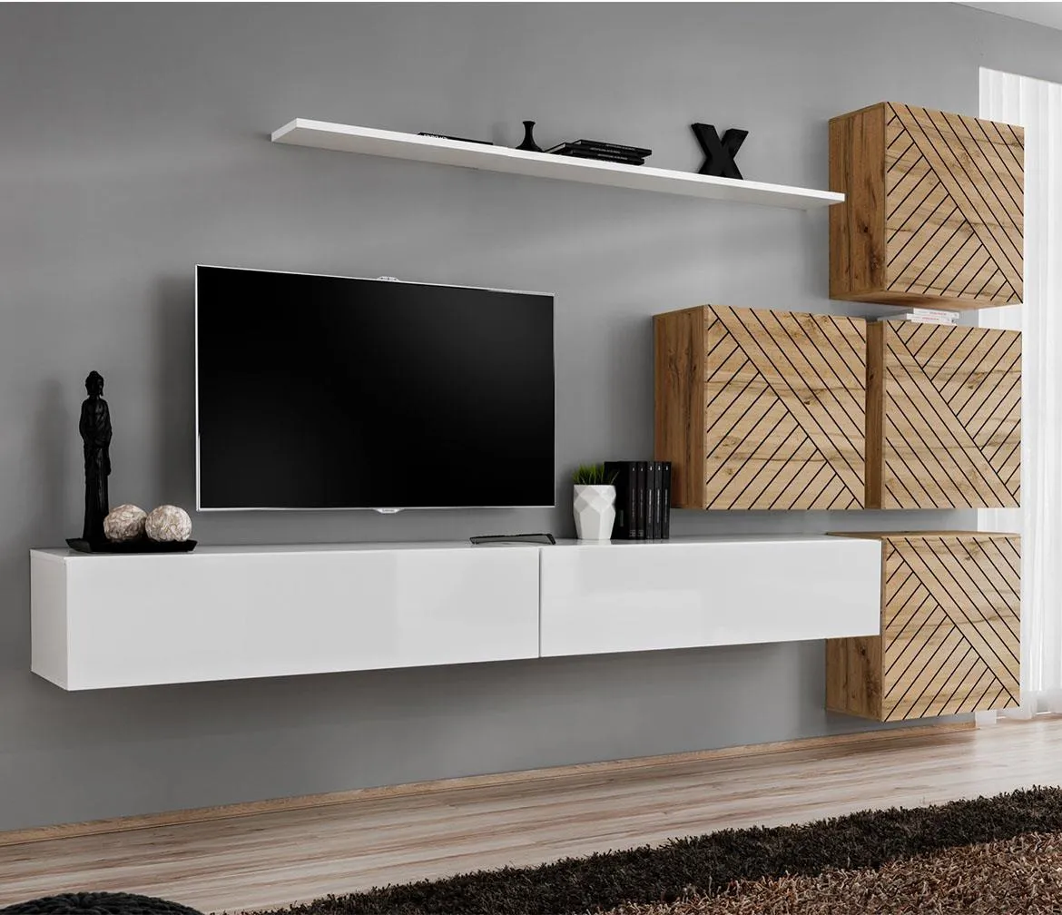 Switch IX Line regal 310x40x200 cm bela/hrast wotan