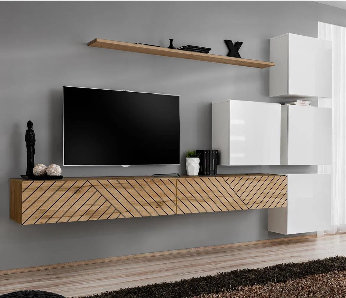 Switch IX Line regal 310x40x200 cm hrast wotan/beli