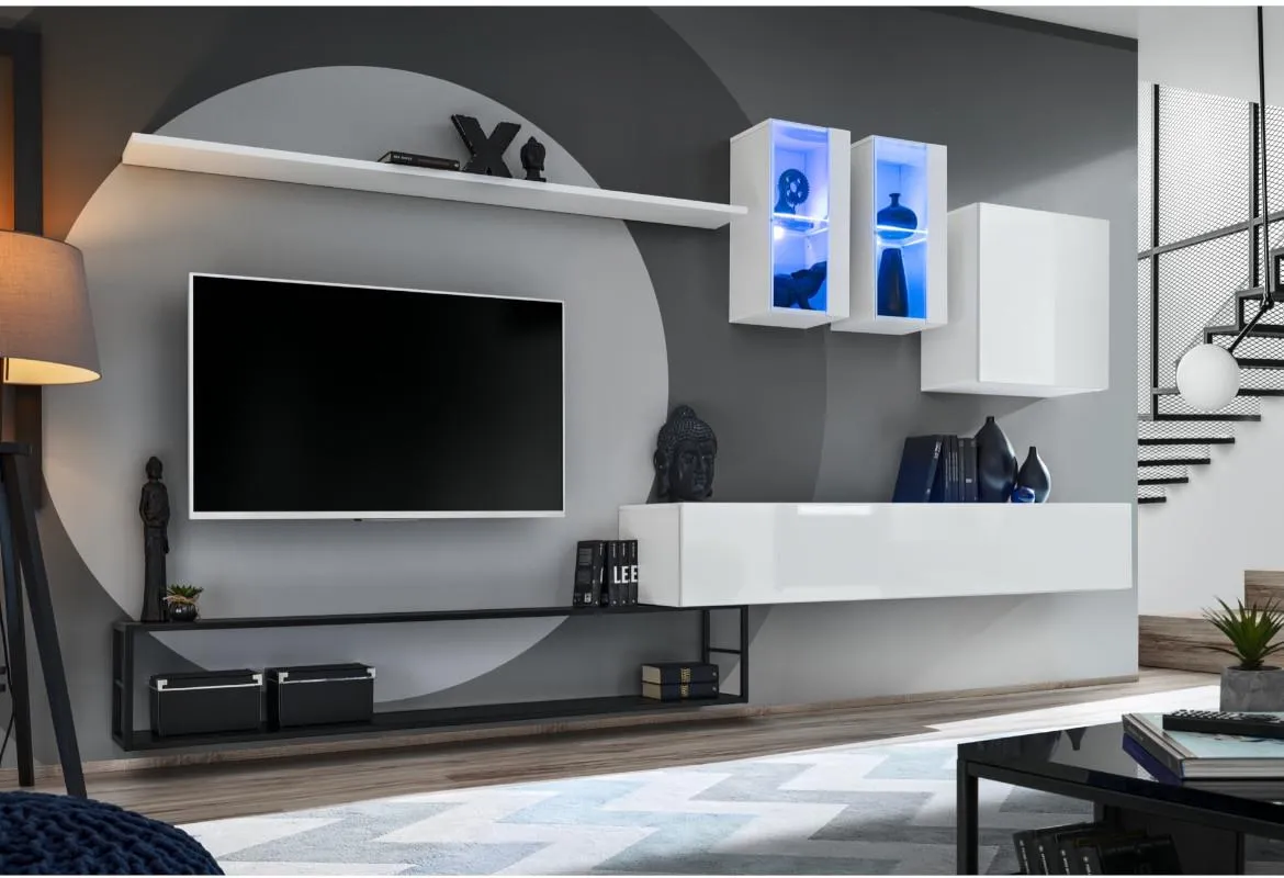 Switch Met I regal+LED 330x40x180 beli visoki sjaj