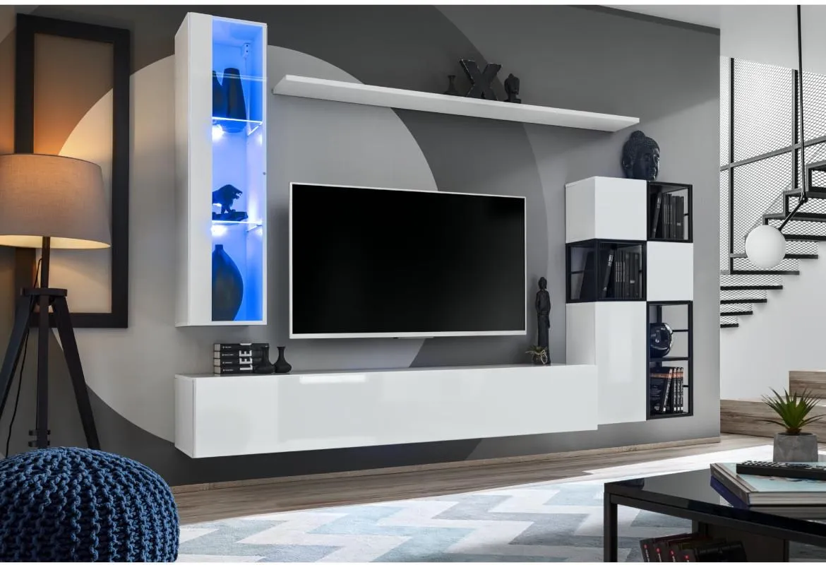 Switch Met II regal+LED 250x40x170 beli visoki sjaj