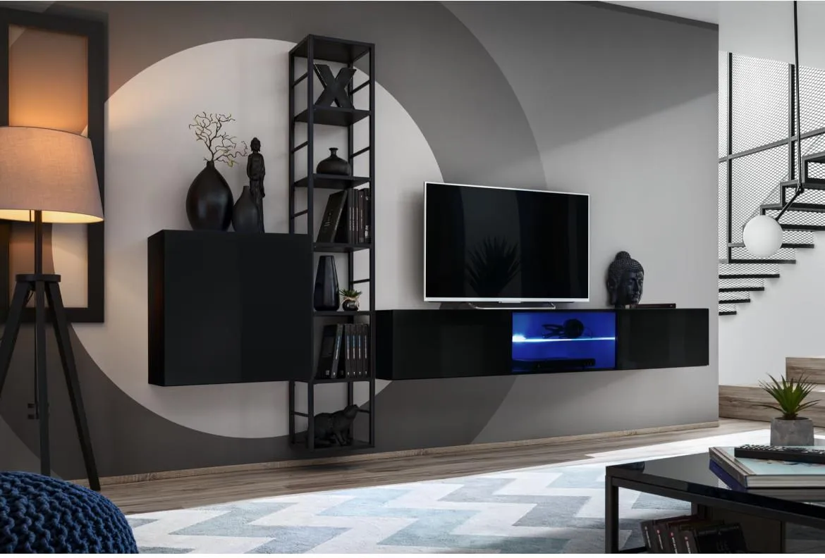 Switch Met VI regal+LED 270x40x176 crni visoki sjaj
