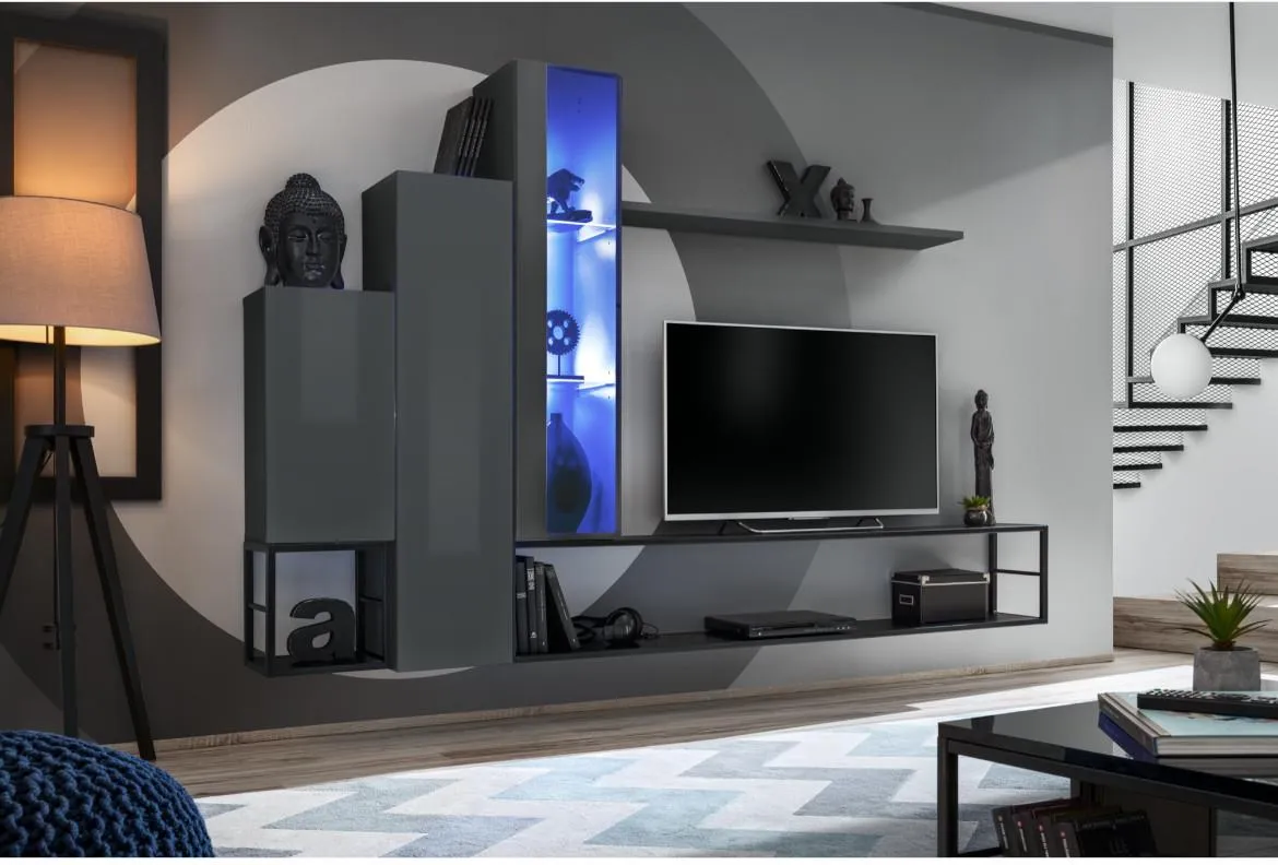 Switch Met VIII regal+LED 240x40x151 sivi visoki sjaj