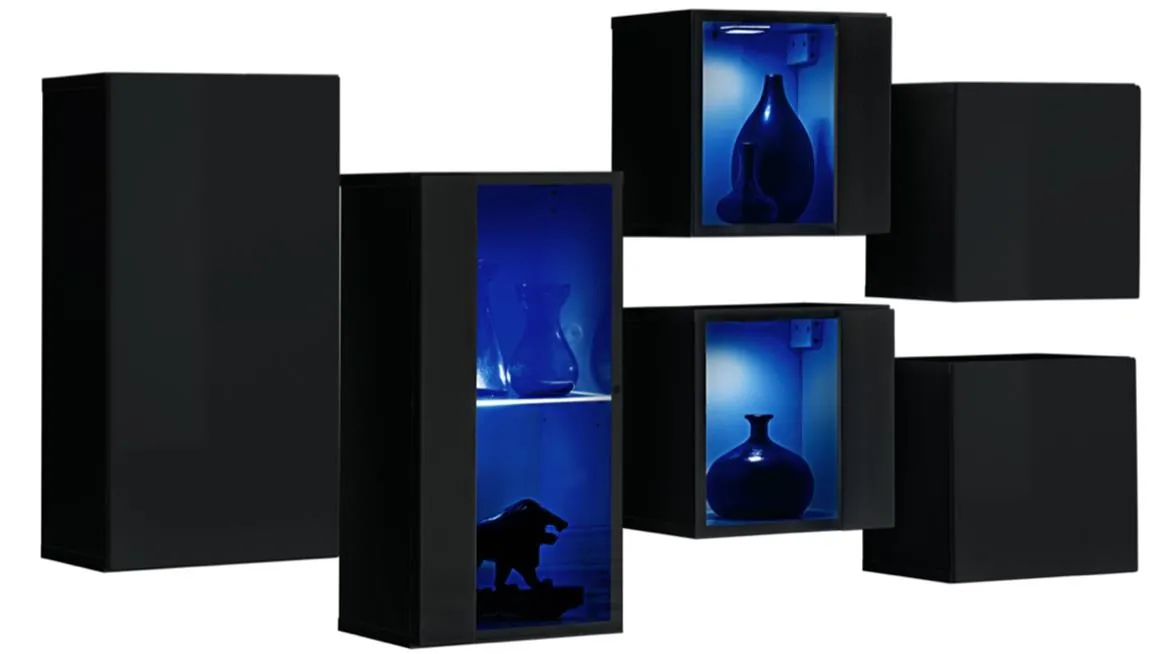 Switch SB IV set visecih ormarica 150x30x80 cm crna visoki sjaj