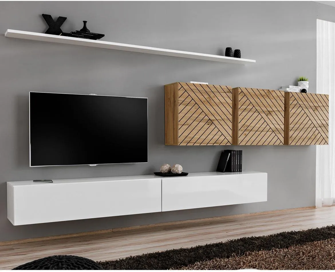 Switch VII Line regal 340x40x150 cm bela/hrast wotan
